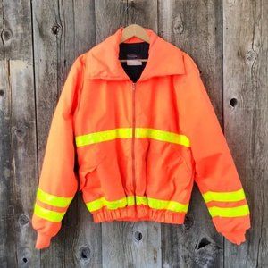 VTG 80s Hi-Vis Workwear Puffer Jacket, Kishigo Mfg, USA Made